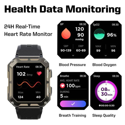 Unzerstörbare multifunktionale Smartwatch für iPhone und Android – Fortschrittliche Technologie