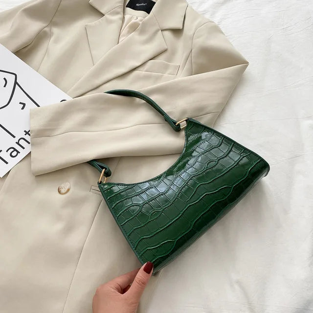 Tilly™ | Glänzende Umhängetasche mit Alligatorenmotiv