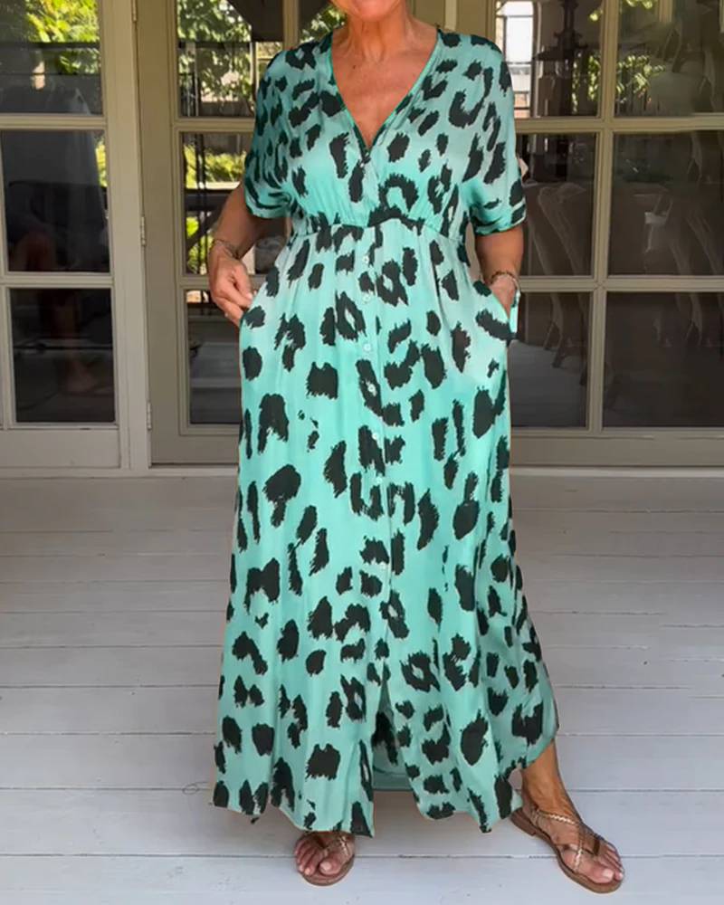 Jennifer | Elegantes Kleid mit Leopardenmuster für Herbst und Winter