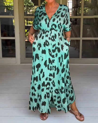 Jennifer | Elegantes Kleid mit Leopardenmuster für Herbst und Winter