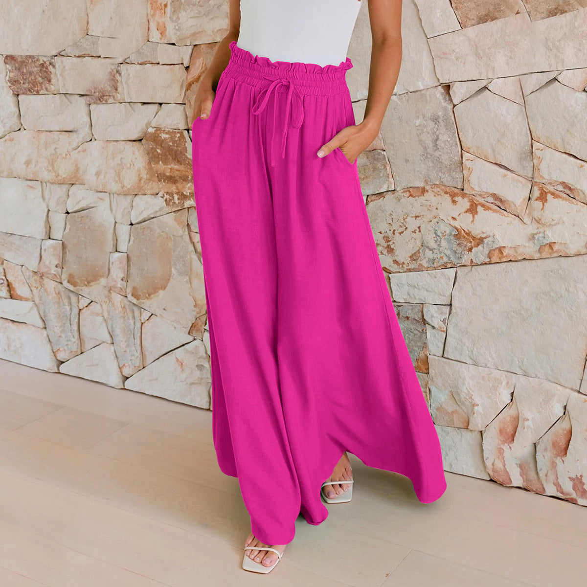 Luna | Elegante Weitbein-Hose mit leichter Schnürung