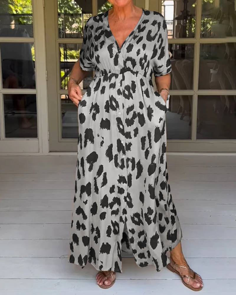 Jennifer | Elegantes Kleid mit Leopardenmuster für Herbst und Winter