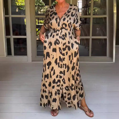 Jennifer | Elegantes Kleid mit Leopardenmuster für Herbst und Winter