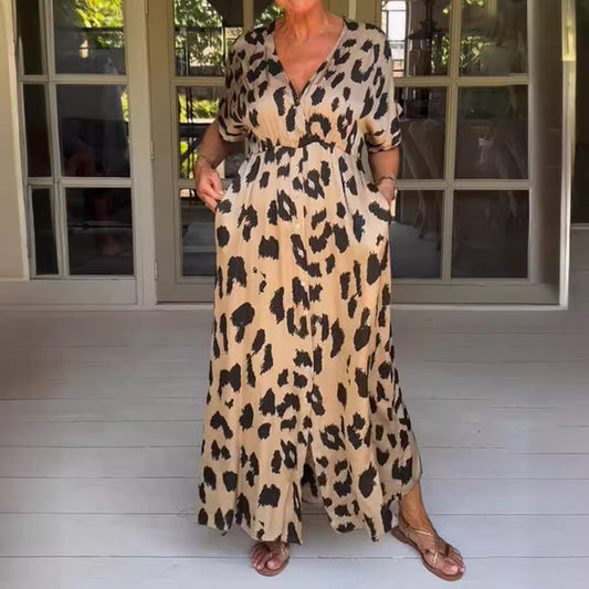 Jennifer | Elegantes Kleid mit Leopardenmuster für Herbst und Winter