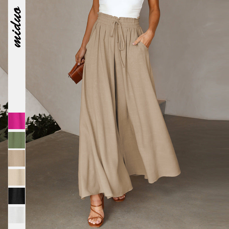 Luna | Elegante Weitbein-Hose mit leichter Schnürung