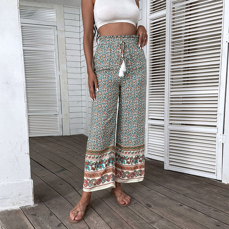 Zara | Elegante Boho-Printed Sommerhose mit weitem Bein