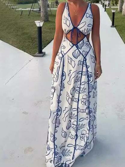 Jennifer | Elegantes gedrucktes, hohles, sexy Zwei-Teiler Langkleid