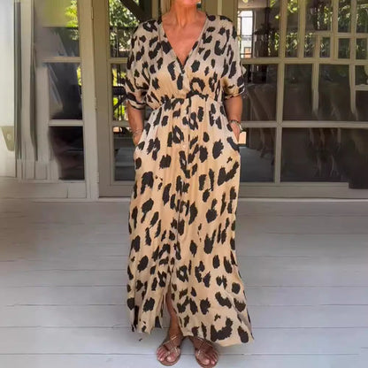 Jennifer | Elegantes Kleid mit Leopardenmuster für Herbst und Winter