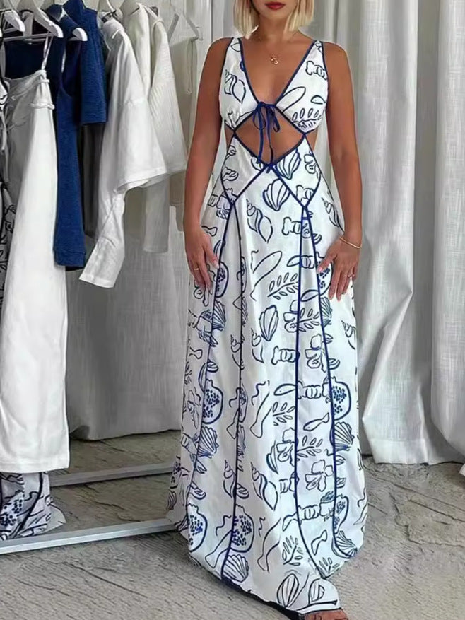 Jennifer | Elegantes gedrucktes, hohles, sexy Zwei-Teiler Langkleid