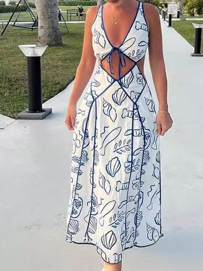 Jennifer | Elegantes gedrucktes, hohles, sexy Zwei-Teiler Langkleid
