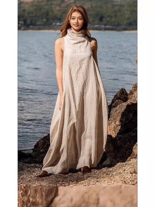 Jennifer | Elegantes Kleid mit Rückenfalten aus Leinen für Damen 2025
