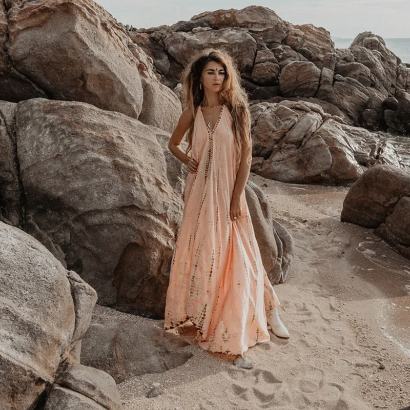 Jennifer | Elegantes ärmelloses Blumen-Kleid mit Halsband