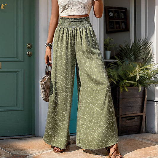 Mila | Bedruckte Hochbund-Elastische Weitbein-Hose