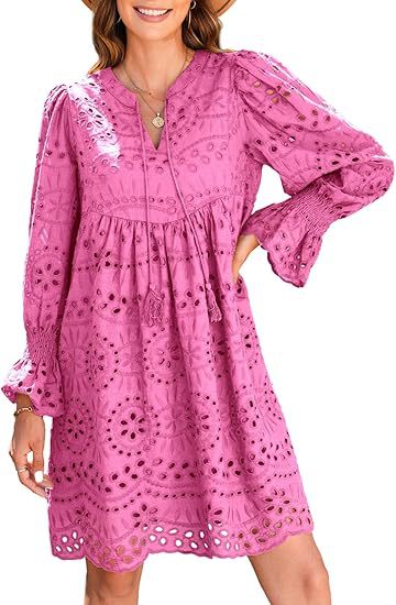Lila | Elegantes Fransen-V-Ausschnitt Spitzenkleid