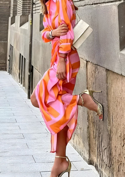 Olivia – Bedrucktes Tailliertes Hemdkleid