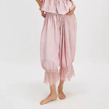 Luna | Elegante Spitzen-Patchwork-Cropped-Lantern-Hosen