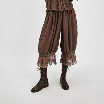 Luna | Elegante Spitzen-Patchwork-Cropped-Lantern-Hosen
