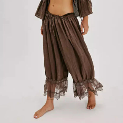 Luna | Elegante Spitzen-Patchwork-Cropped-Lantern-Hosen