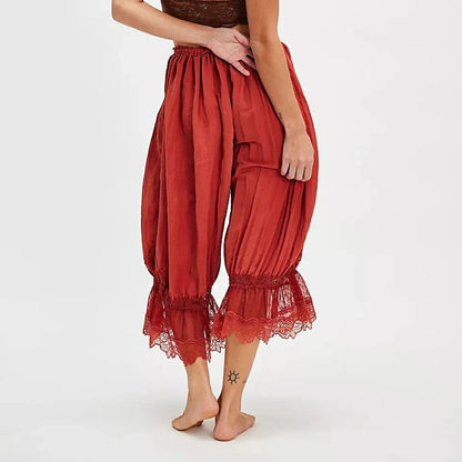 Luna | Elegante Spitzen-Patchwork-Cropped-Lantern-Hosen