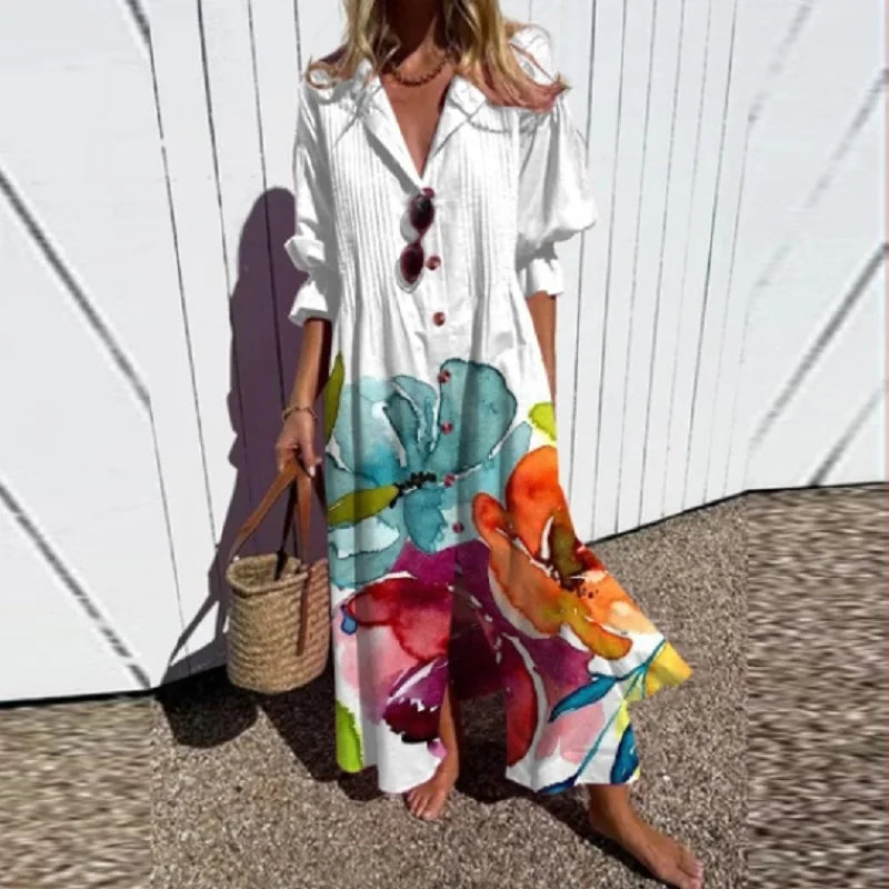 Cassidy - Boho Schönheit Puffärmel Maxi Kleid