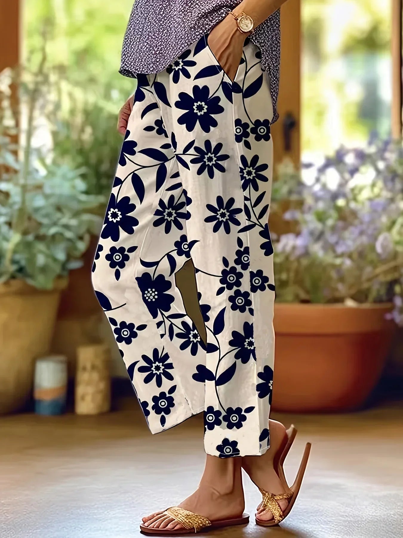 Lavina | Weite Hose mit schickem Blumenmuster