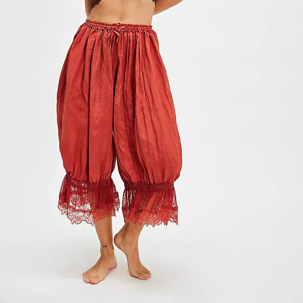 Luna | Elegante Spitzen-Patchwork-Cropped-Lantern-Hosen