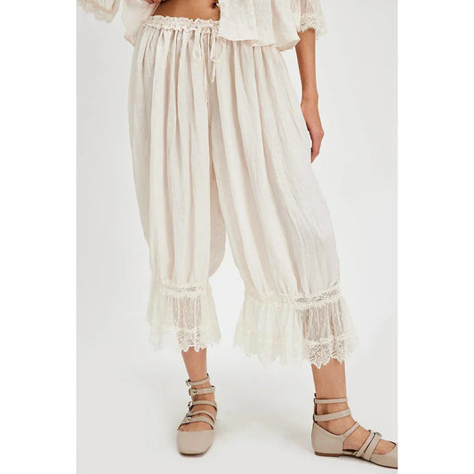 Luna | Elegante Spitzen-Patchwork-Cropped-Lantern-Hosen
