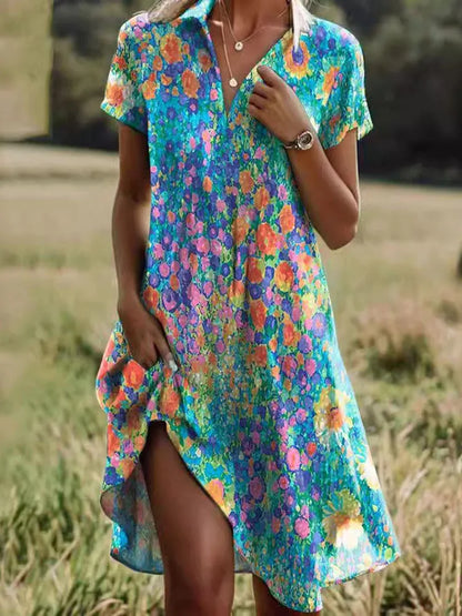 Isabella - Boho Vintage V-Ausschnitt Kleid