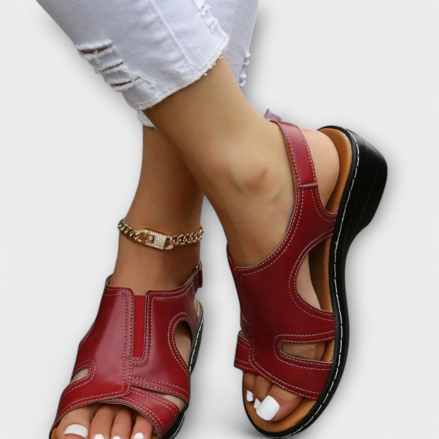 Christina | Orthopädische Ledersandalen mit Komfortabsatz