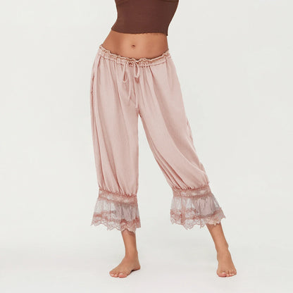 Luna | Elegante Spitzen-Patchwork-Cropped-Lantern-Hosen