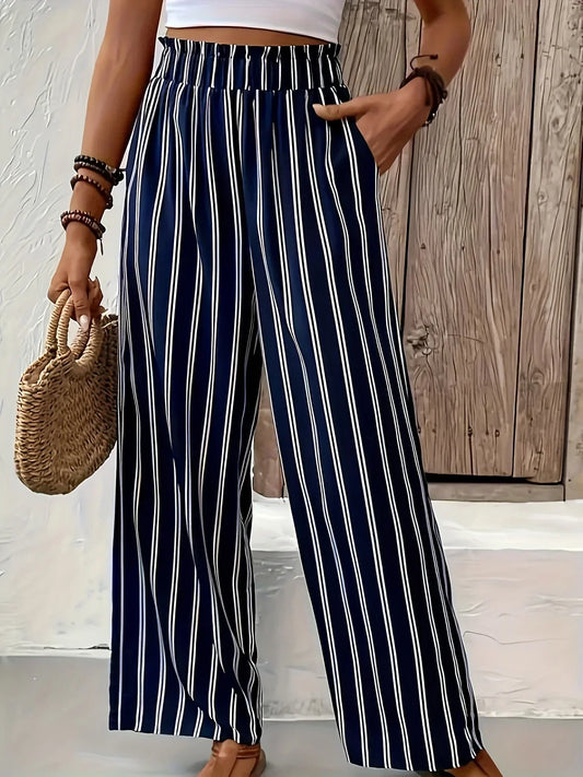 Abby | Schicker Streifen-Hosen mit weiten Beinen