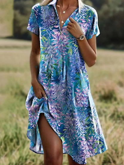 Isabella - Boho Vintage V-Ausschnitt Kleid