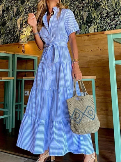 Janice | Elegantes Maxikleid mit Streifen
