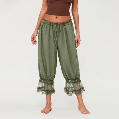 Luna | Elegante Spitzen-Patchwork-Cropped-Lantern-Hosen