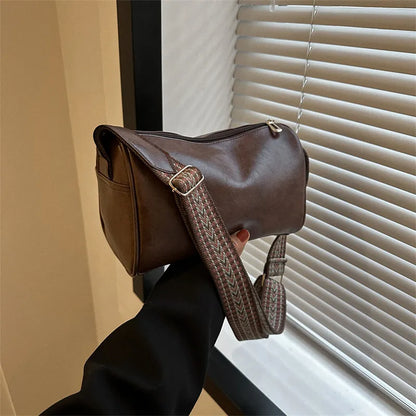 Trine™ | Vintage Leder Crossbody Tasche mit Gewebtem Verstellbarem Riemen