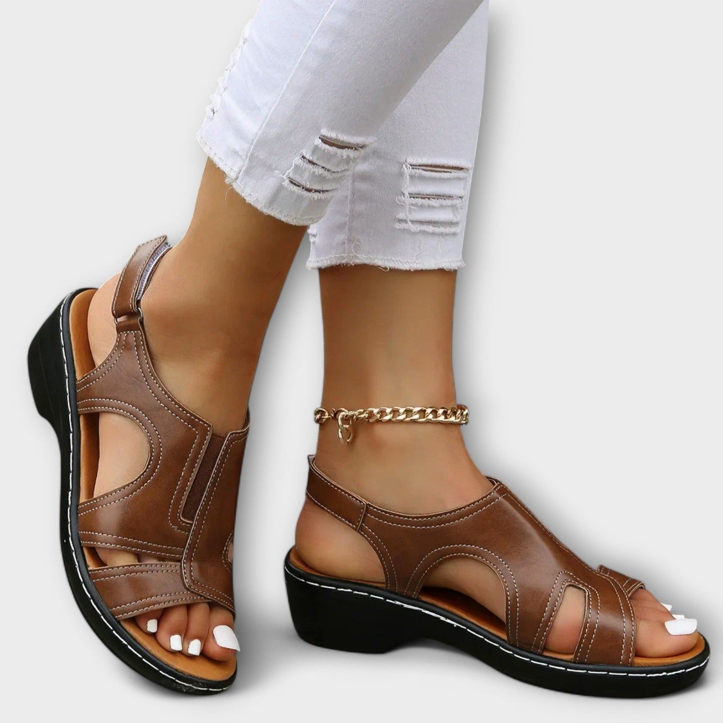 Christina | Orthopädische Ledersandalen mit Komfortabsatz