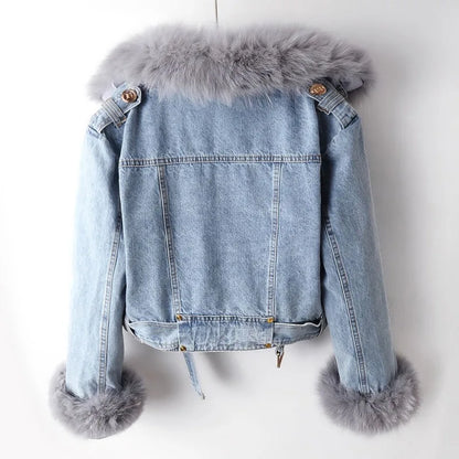 SARAH I KLASSISCHE JEANSJACKE MIT PELZ