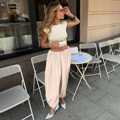 Mila | Legere Rosa Plissee Ballonhose