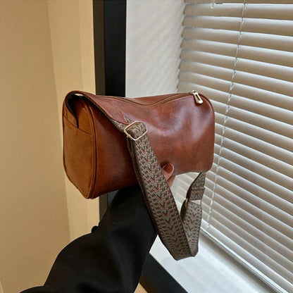 Trine™ | Vintage Leder Crossbody Tasche mit Gewebtem Verstellbarem Riemen