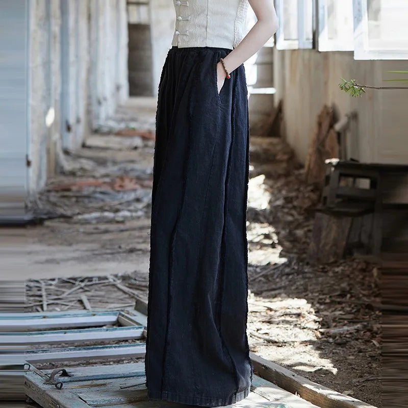 Noelle | Vintage-Cotton-Leinen-Weite-Hosen