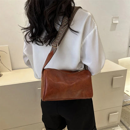 Trine™ | Vintage Leder Crossbody Tasche mit Gewebtem Verstellbarem Riemen
