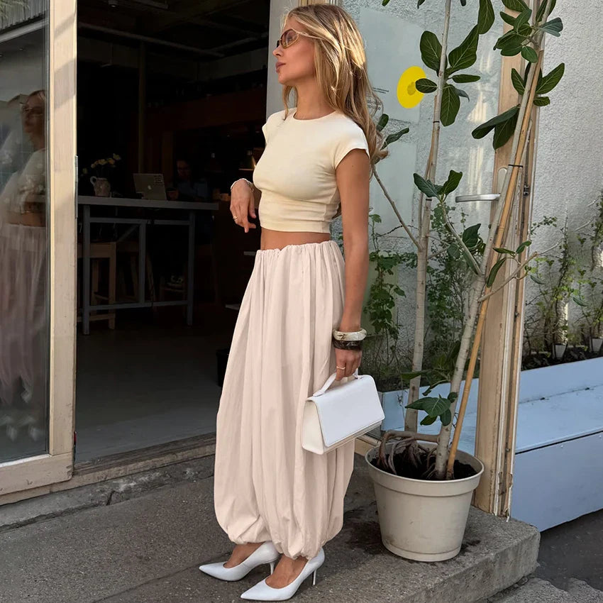 Mila | Legere Rosa Plissee Ballonhose