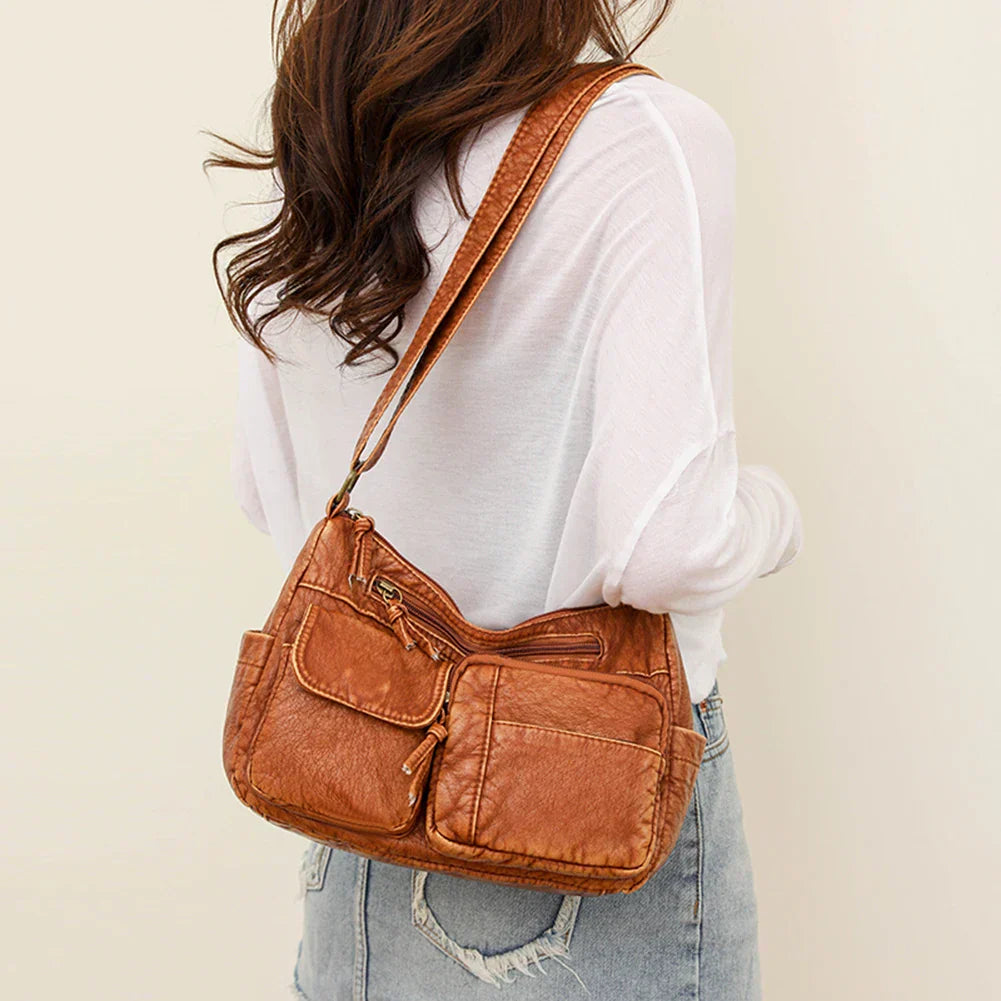 Lykke™ | Vintage Leder Umhängetasche mit mehreren Fächern