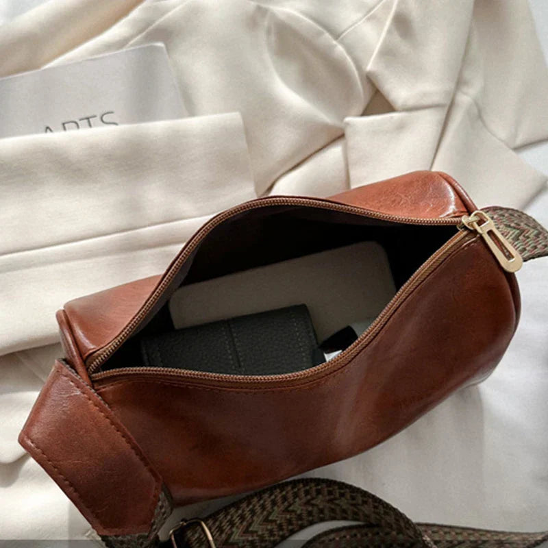 Trine™ | Vintage Leder Crossbody Tasche mit Gewebtem Verstellbarem Riemen