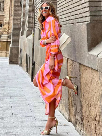 Clarissa - Gestreiftes Midi Hemdkleid