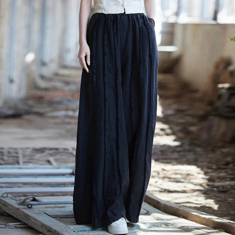 Noelle | Vintage-Cotton-Leinen-Weite-Hosen