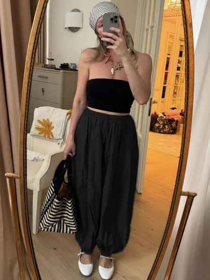 Kaia | Hohe Taille Kordelzug Laternenhose