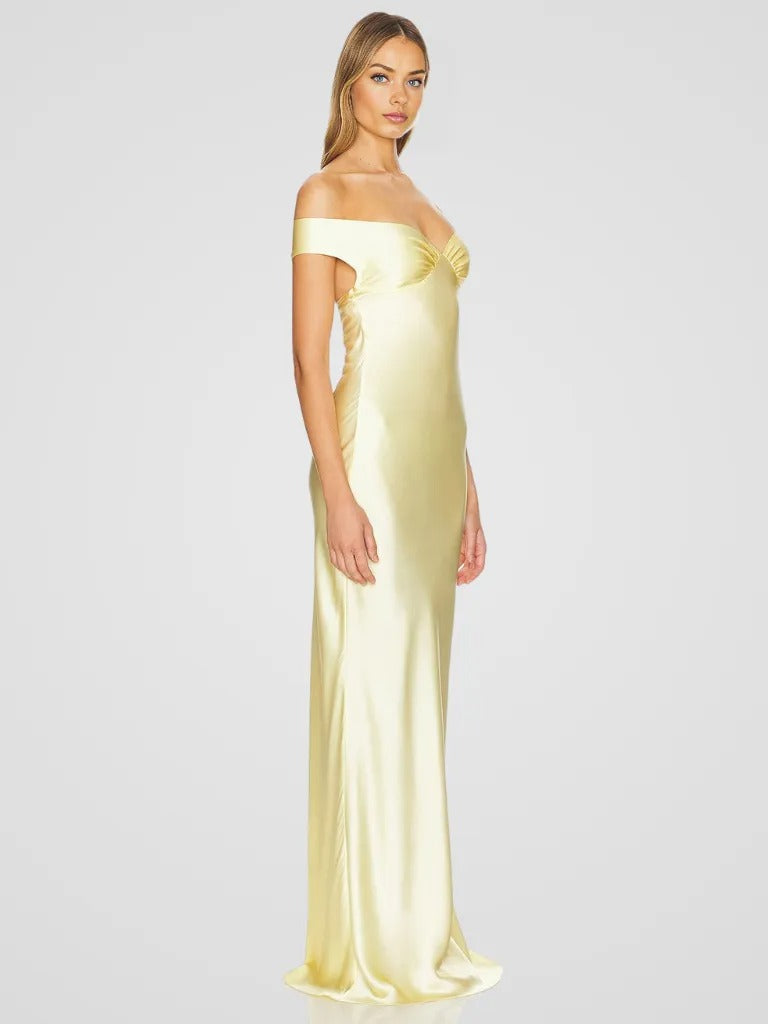 Éliora™ | Elegantes Satin-Maxikleid mit luxuriösem Glanz und feinem Rückenausschnitt