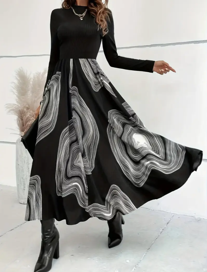 Sylvie | Midi Chic Rock mit Künstlerischem Muster