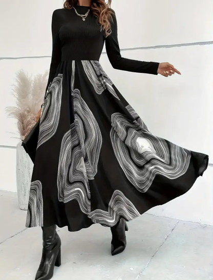 Sylvie | Midi Chic Rock mit Künstlerischem Muster